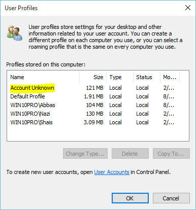 how to delete account picture in windows 10