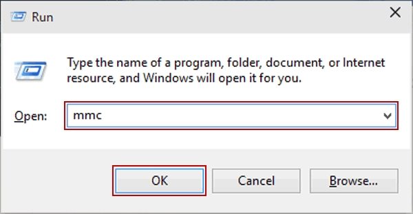 cómo abrir la consola mmc específica en Windows 7