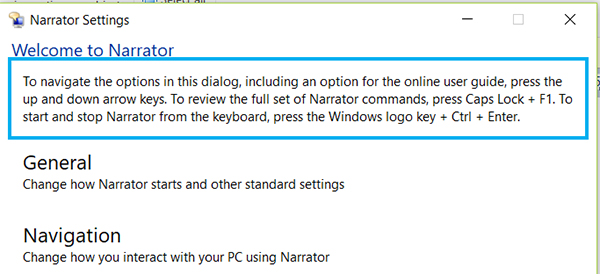 narrator keyboard shortcut