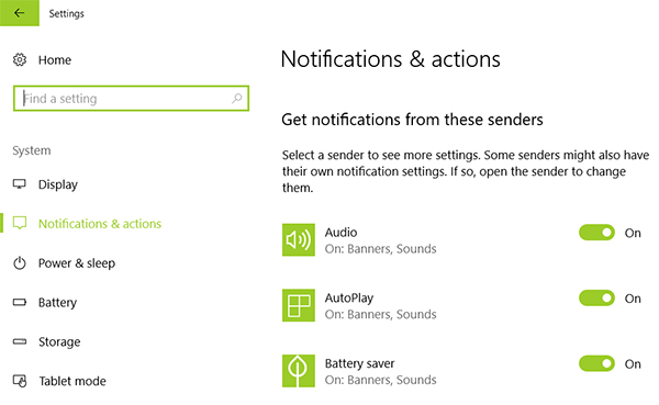 notification settings