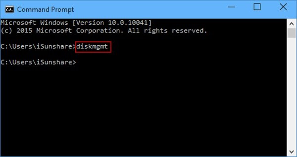 open disk management via command