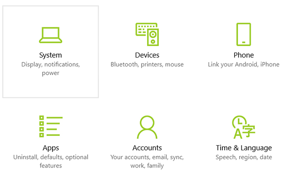 open system settings