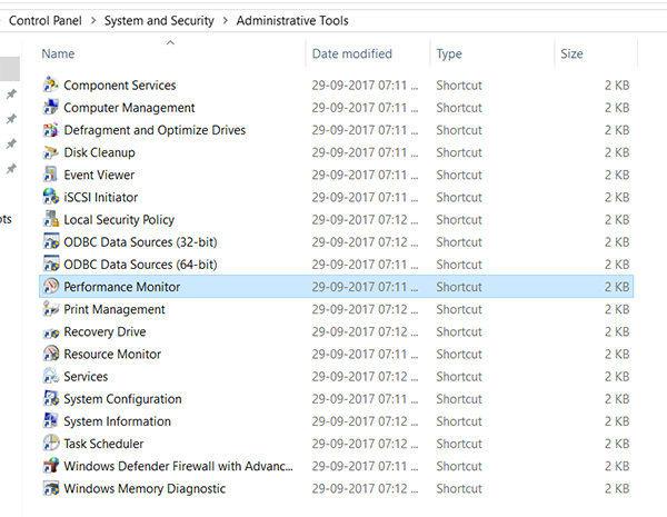 perfmon administrative tools