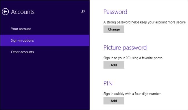 picture password and pin