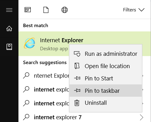 pin to taskbar