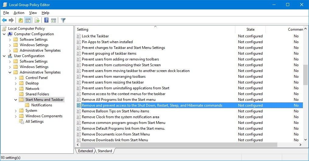 power options gpedit creators update