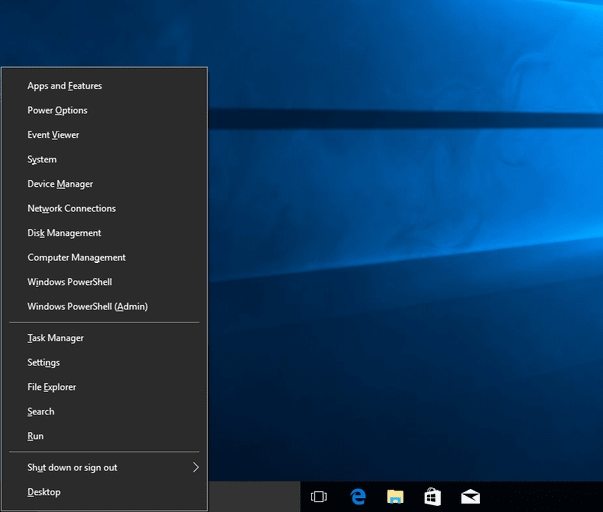 power user menu win10