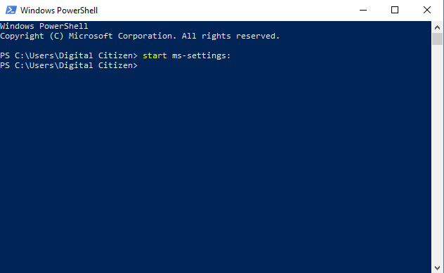 PowerShell open settings