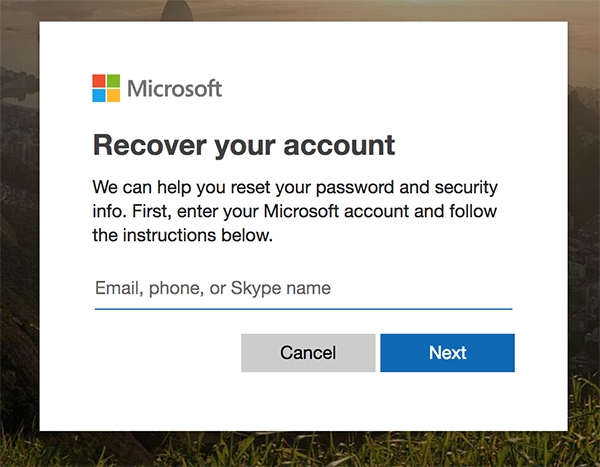 reset microsoft password