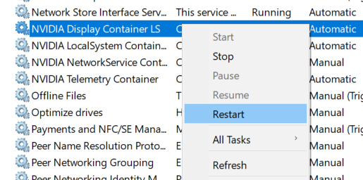 restart nvidia