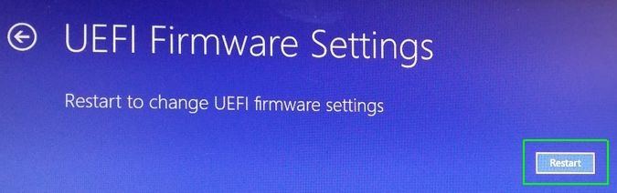 restart to change uefi