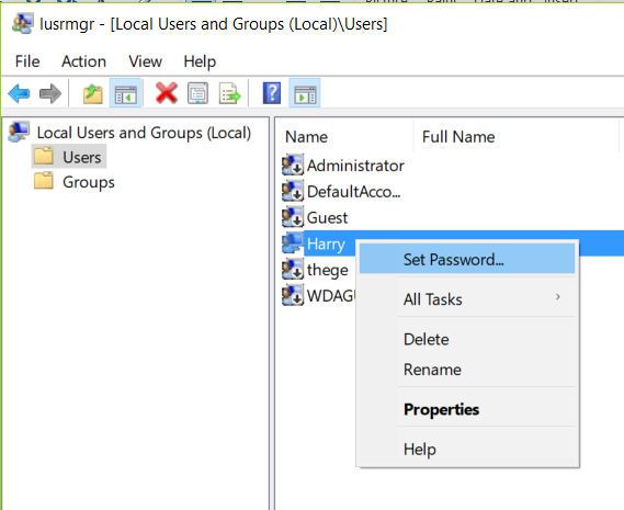 set user password