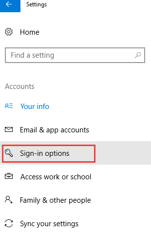 settings sign in options