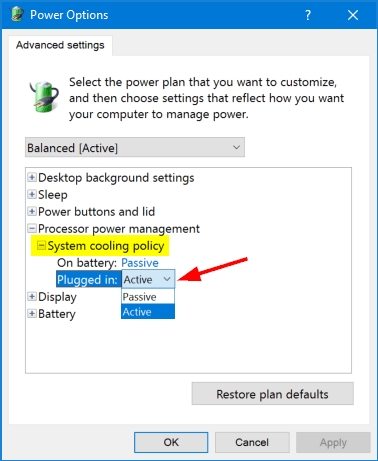 system cooling policy