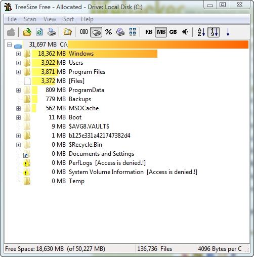 filetree size