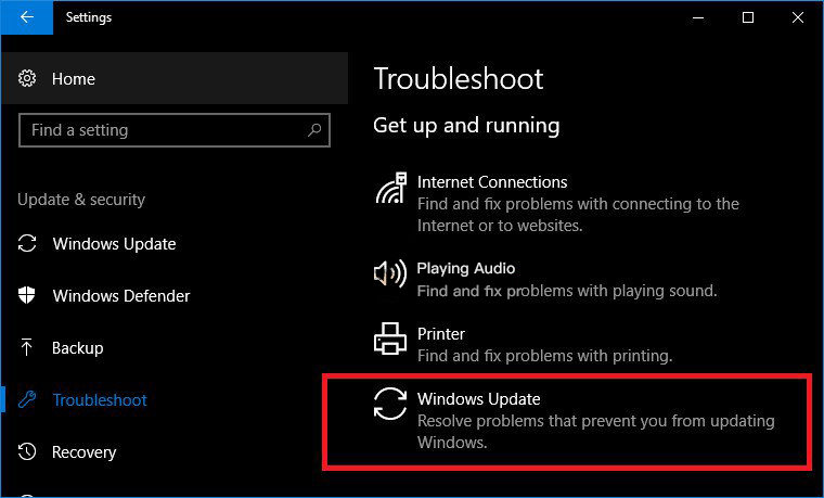 troubleshoot windows update