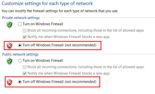 turn off windows firewall completely