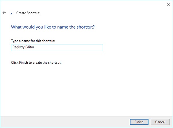 type name for shortcut