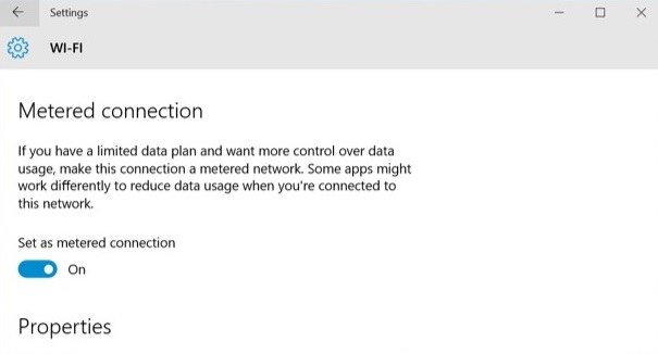 Windows 10 metered connection