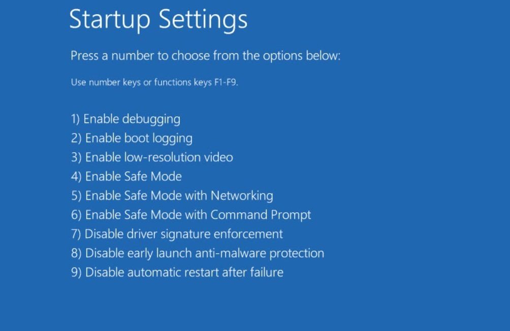 win 10 startup settings