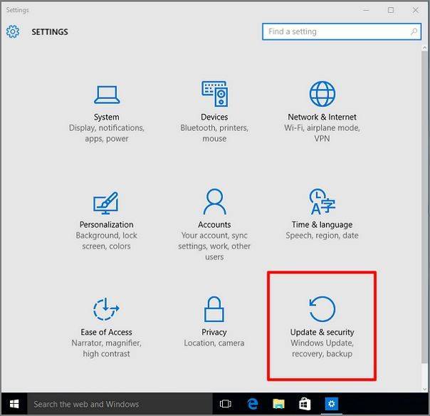 Windows 10 update and settings