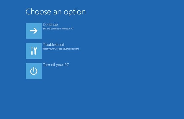 windows 8 recovery options screen troubleshoot