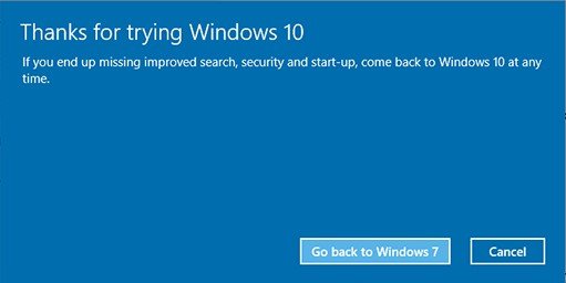 thanks for installing windows 10