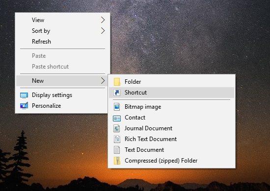 windows 10 new shortcut