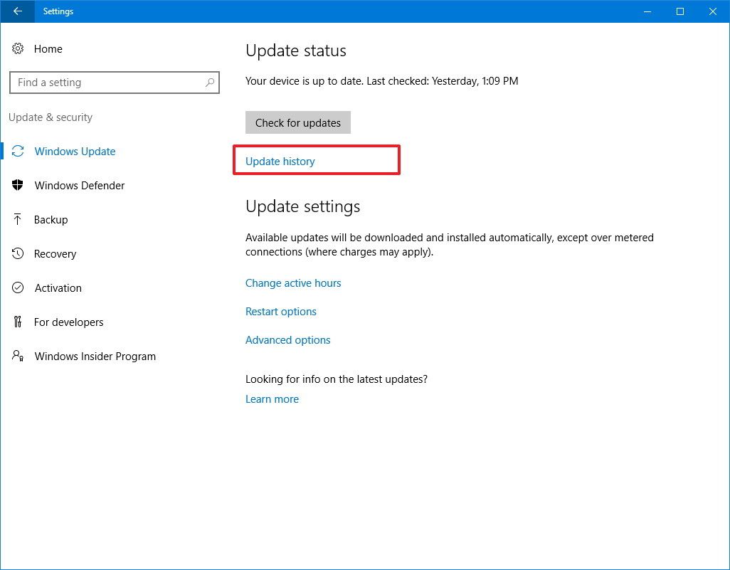 windows 10 update settings