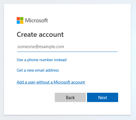 without microsoft account