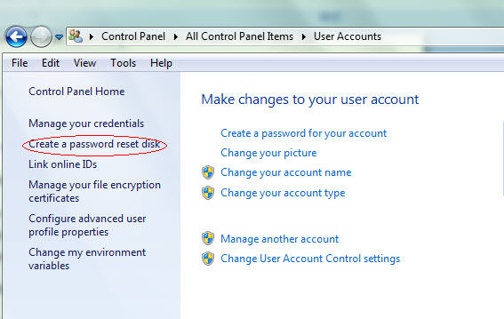 windows 7 password reset usb disk