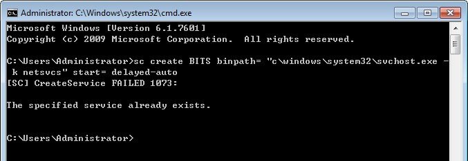 type bits binpath on command prompt