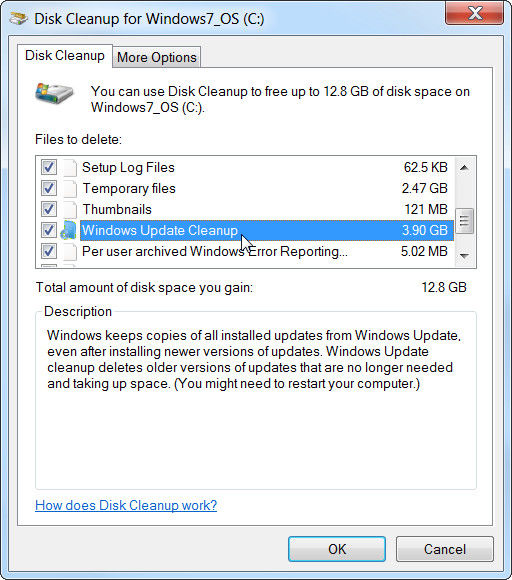 perform disk cleanup with built-in tool