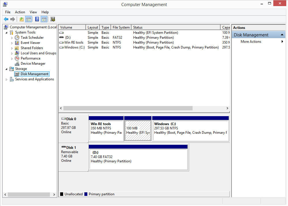 disk manage in windows 7