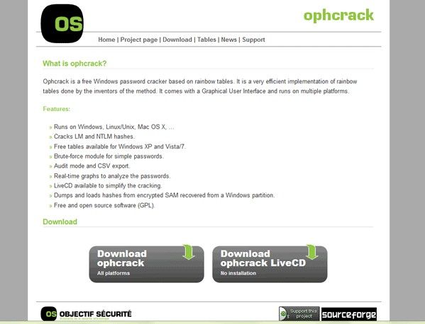 use ophcrack on windows 7 password reset