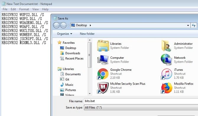 modify bits related registry files for windows 7