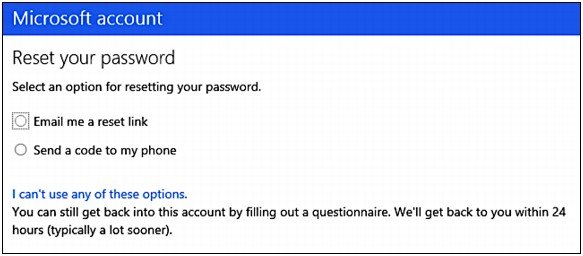 reset Microsoft account password with emails