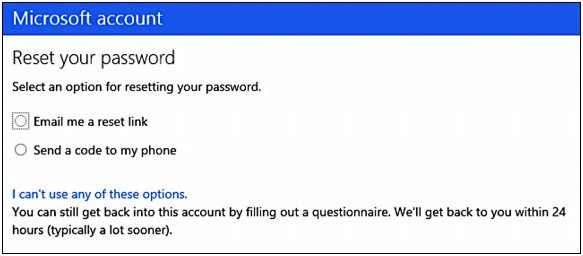 microsoft password reset