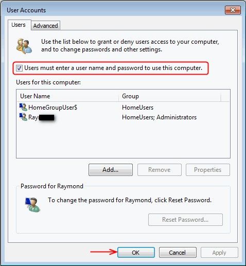 auto login windows 7