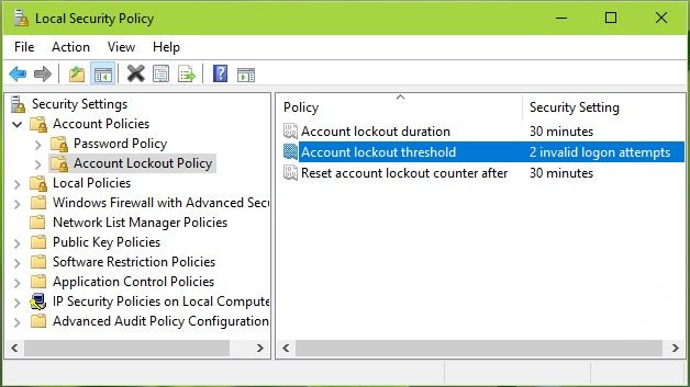 access windows 8 account lockout policy