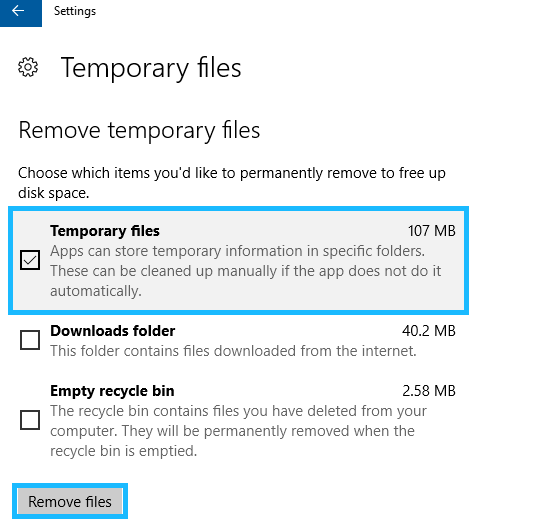 delete temporary files on windows 10