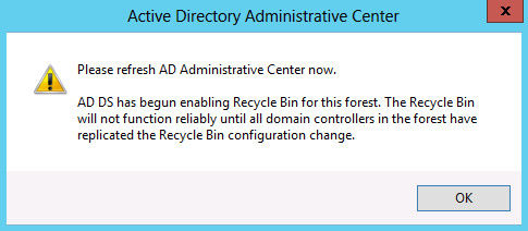 refresh ad administrative center