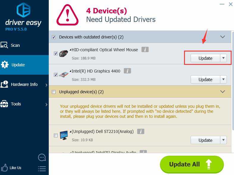 choose driver to update