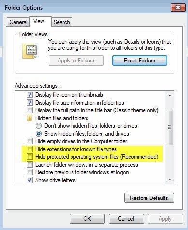 folder options