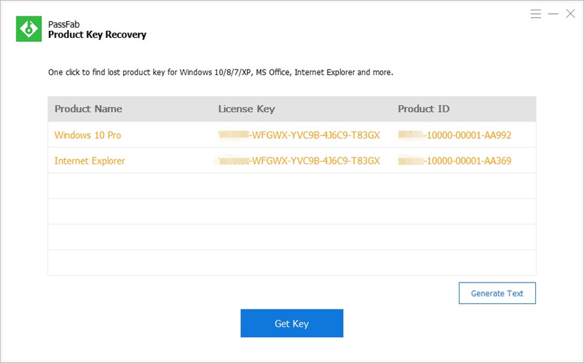 retrieve lost product key