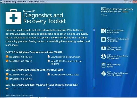  install diagnostics and recovery toolset