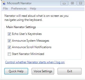 enable microsoft narrator