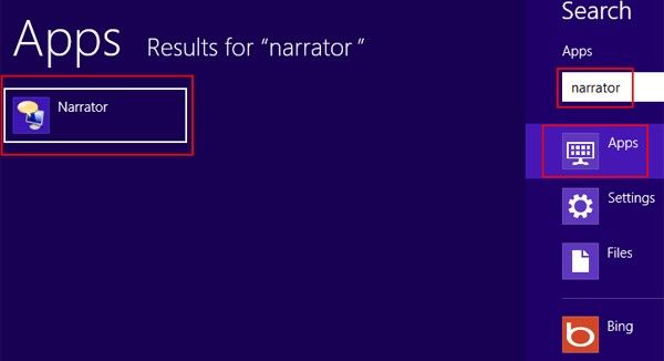 turn on windows 8 narrator