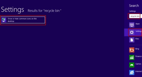 search recycle bin window8