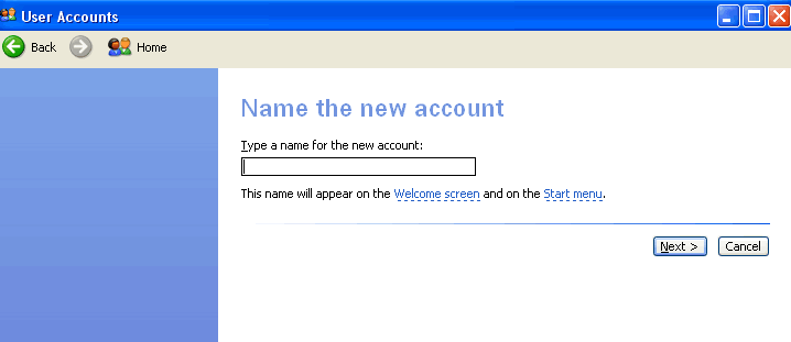type account name info